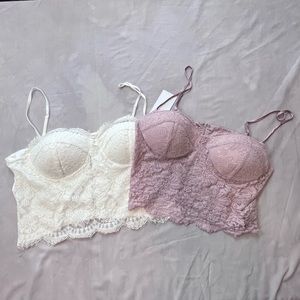 Rose Velvet Lace Cropped Bustier Tank Tops